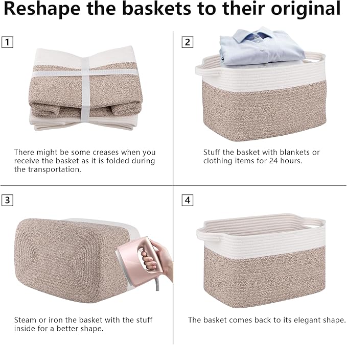 OIAHOMY 3 Pack Storage Baskets for Organizing, Woven Basket - Image 6