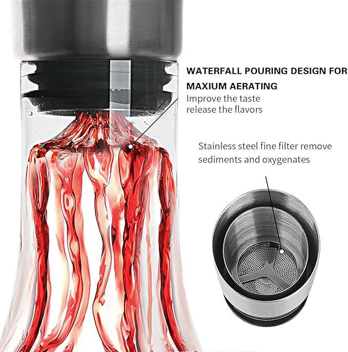 Wine Decanter Built-in Aerator Pourer, Wine Carafe - Image 4