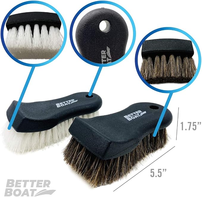Upholstery Brush Set, Carpet and Car Cleaning Brushes, Horsehair Detailing Brush - Image 2