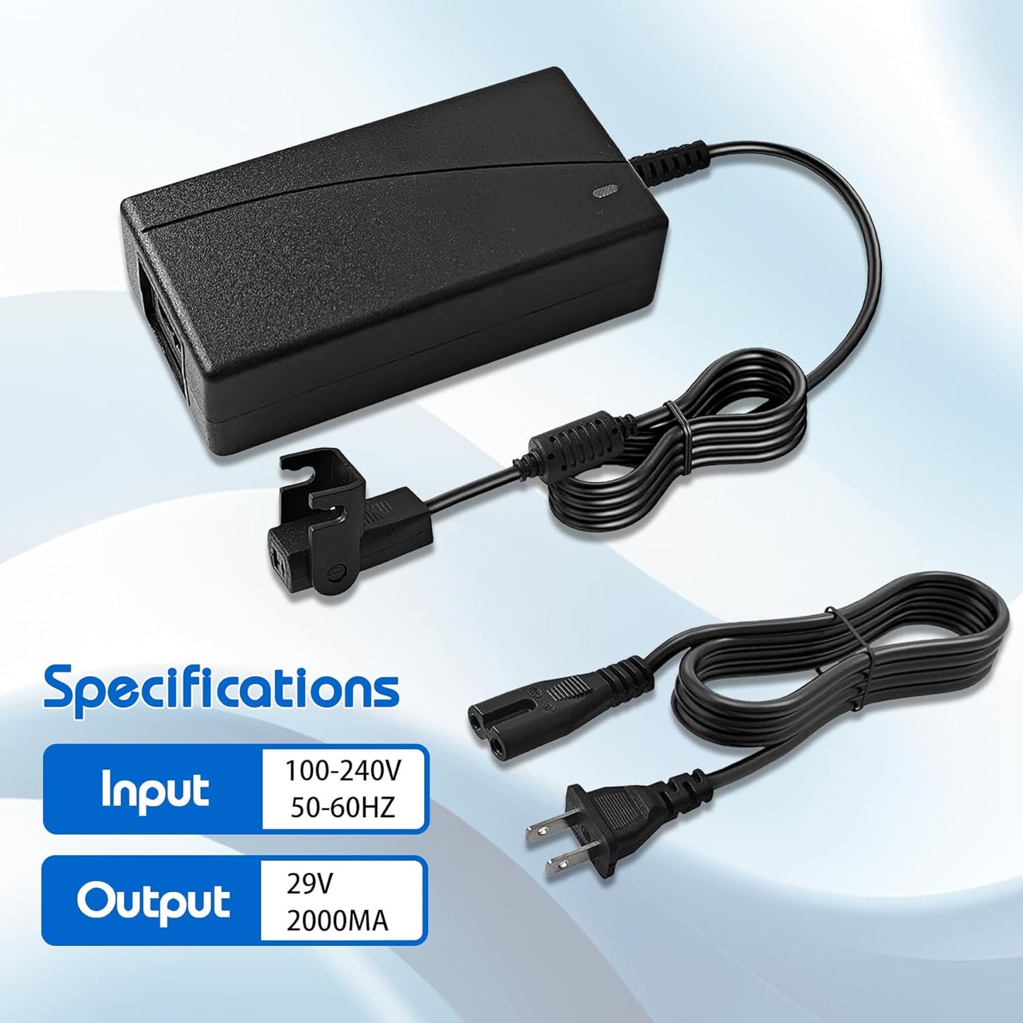 29V 2A Universal Recliner Power Supply, 2-Pin AC/DC Adapter Transformer, 100-240V UL Listed 6.5Ft Cord, Replacement for Lazy Boy, OKIN Electric Recliner, Lift Chair, Electric Sofa and Standing Desk