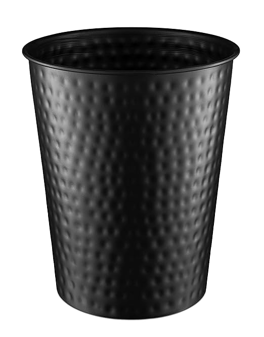 Monarch Abode Black Hand Hammered Metal Wastebasket by MonarchAbode