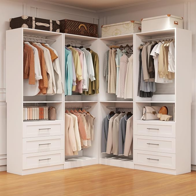 Closet System with 4 Sets, 8FT Closet Organizer Systems with 6 Wooden Drawers & - Image 5