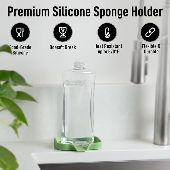 Zulay Kitchen Small Silicone Sponge Holder – Space-Saving Sink Organizer Tray - Image 2