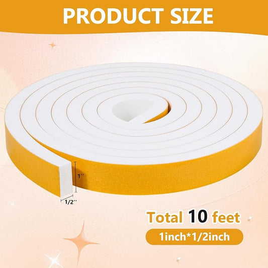 Weather Stripping Seal for Door Window, 10Feet High Density Foam Tape, - Image 2
