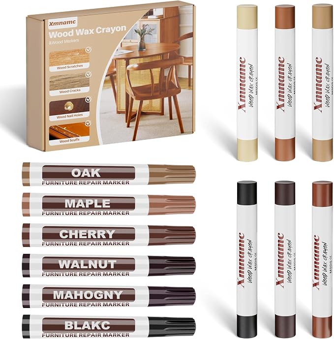 Wood Repair Wax Crayons, 12 Colors Wood Repair Wax Pens Furniture Touch Up by Xmnamc