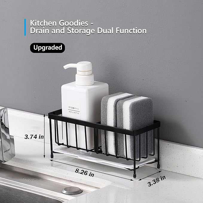 Kavciva Sink Caddy Sponge Holder, 304 Stainless Steel Dish Brush Holder - Image 3