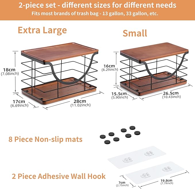 Extra Large Trash Bag Holder Stackable Kitchen Storage, 2 Pack Wall Mounted - Image 7