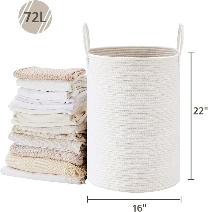 VIPOSCO Large Laundry Hamper, Tall Woven Rope Storage Basket - Image 5
