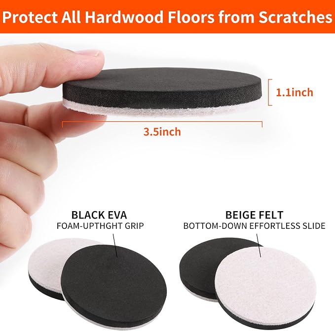 Ezprotekt 3.5" Felt Furniture Movers Sliders - Image 2