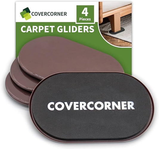 Furniture Sliders for Carpet 4 PCS by COVERCORNER