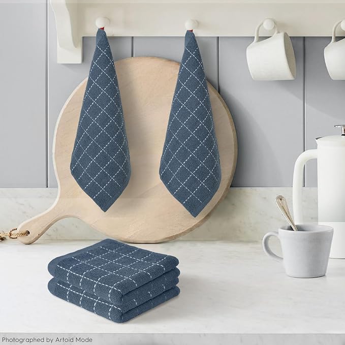 Artoid Mode Checkered Designed Cotton Grey Terry Kitchen Dish Cloths, 12x12 - Image 2