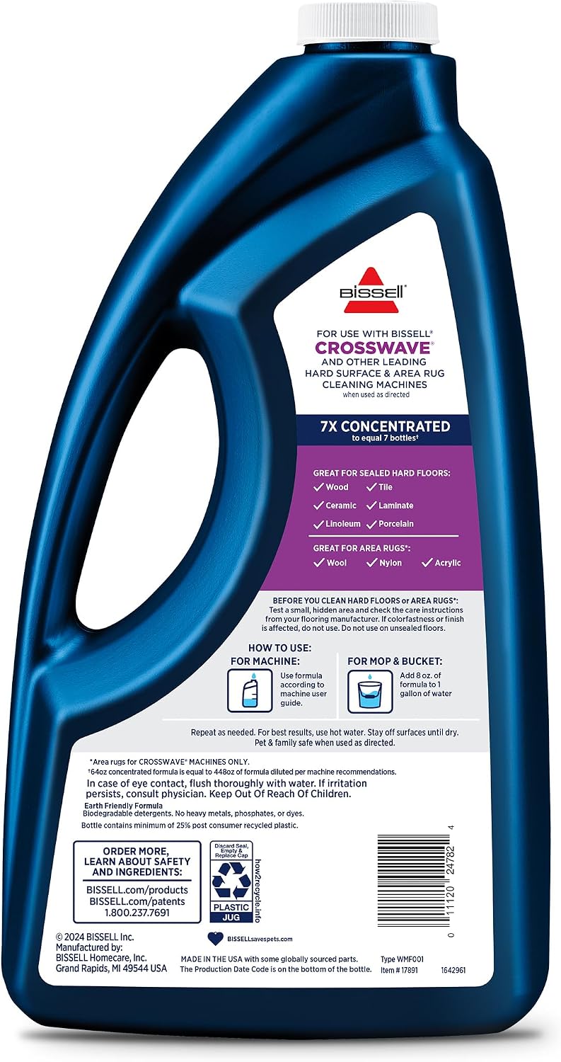 Bissell Multi-Surface Solution, For use in CrossWave and other leading hard surface and area rug cleaners, 64oz, Dissolves dirt, grime, and tough sticky messes
