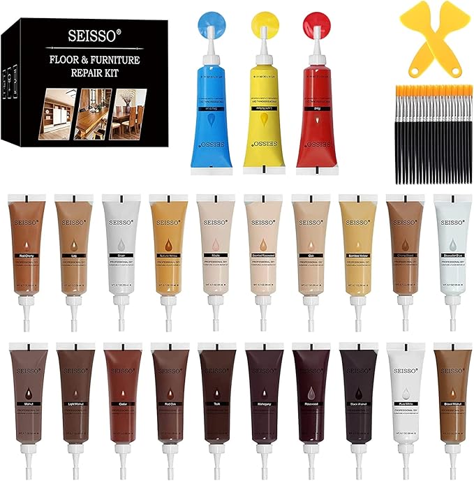 SEISSO Furniture Repair Kit 50 Pcs, 24 Colors Wood Fillers, Wood Paint by SEISSO
