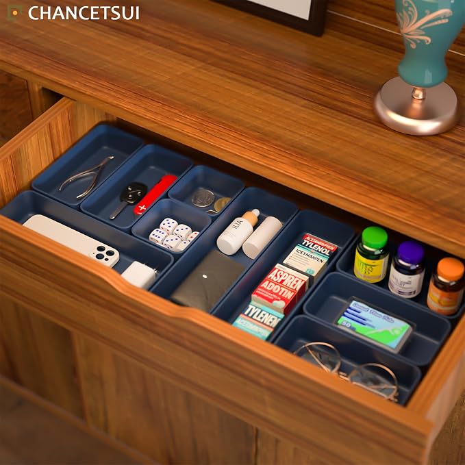 Drawer Organizers, Storage Plastic Desk Bins Stackable Organizers Tray - Image 2