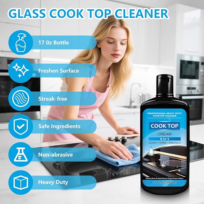 Cooktop and Stove Top Cleaner Kit, Glass Cooktop Cleaner Combo Kit - Image 2