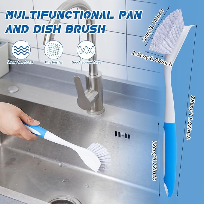 Hsei 6 Pcs Blue Kitchen Scrub Dish Brush Bulk - Image 2