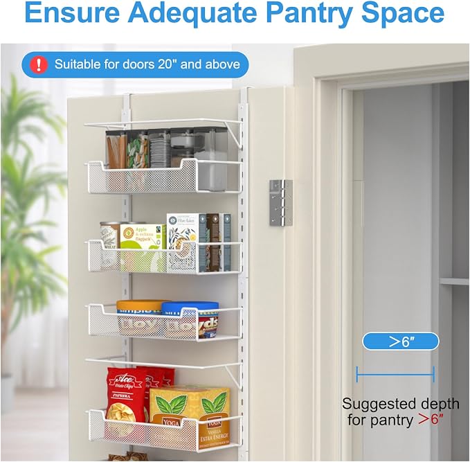 Over the Door Pantry Organizer, 6-Tier Over the Door Organizer - Image 3