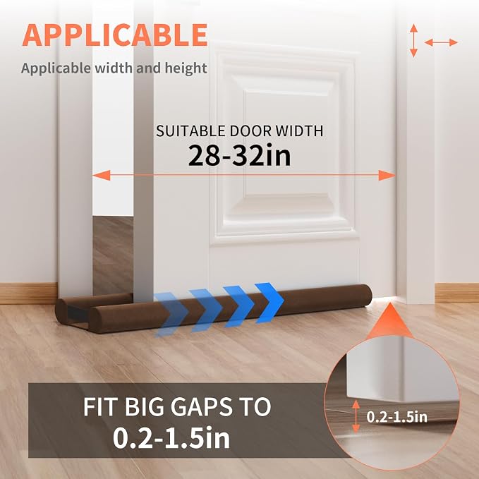 Upgraded Door Draft Stopper for Bottom of Door, Under Door Gap Filler for Big - Image 3