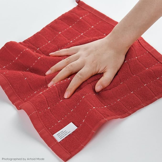 Artoid Mode Checkered Designed Cotton Red Green Terry Kitchen Dish Cloths - Image 5