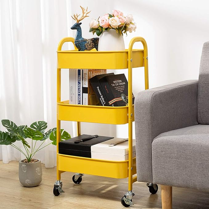 AGTEK Makeup Cart, Movable Rolling Organizer Cart, 3 Tier Metal Utility Cart - Image 6