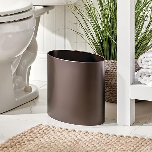 mDesign Stainless Steel Metal Oval Trash Can, 7.9 Liter/2.09 Gallon Wastebasket - Image 2