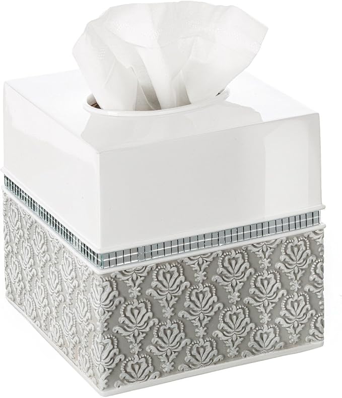 Creative Scents Mirror Damask Square Tissue Box Cover by CreativeScents