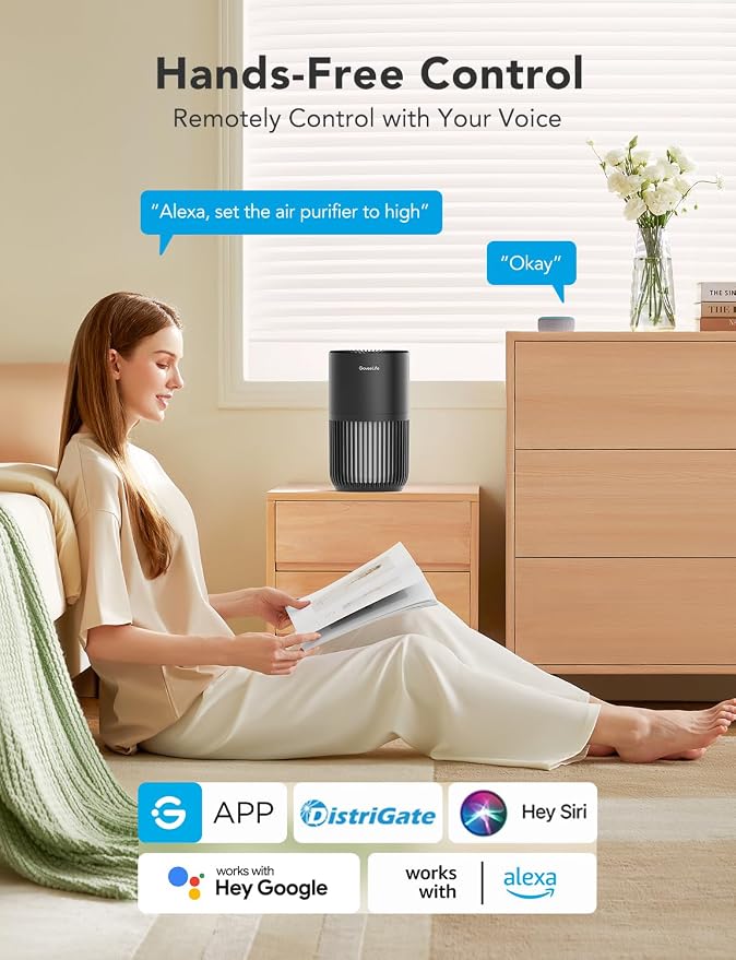 GoveeLife Mini Air Purifier for Bedroom, Smart Filter Air Purifier - Image 2