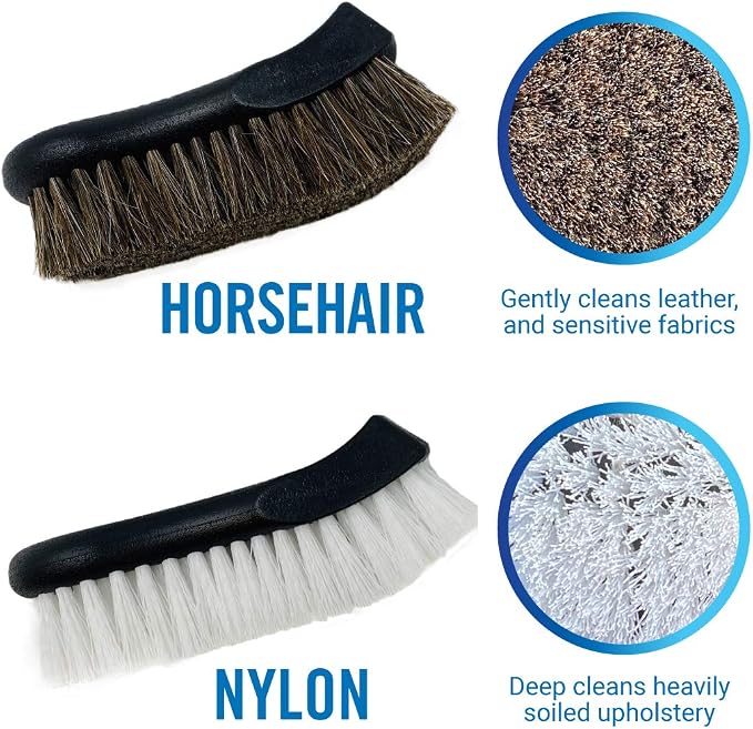 Upholstery Brush Set, Carpet and Car Cleaning Brushes, Horsehair Detailing Brush - Image 4