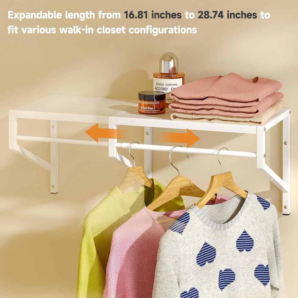 ThreeHio Expandable Closet Shelves Wall Mounted, 2 Pack Closet Shelving with ...