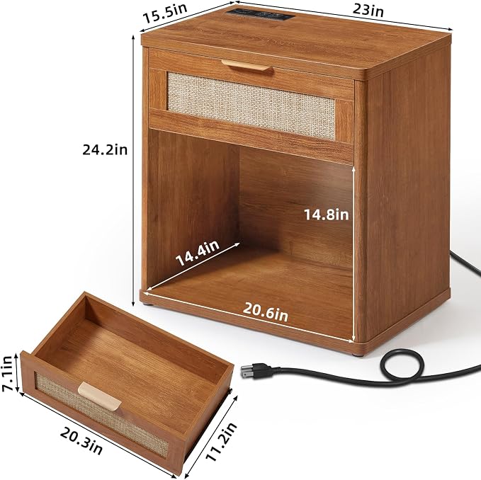 LEYAOYAO Rattan Nightstands Set of 2 - Image 3