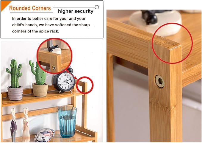 Bamboo Spice Rack Kitchen Countertop Organizer Storage Shelves-3 tier Standing - Image 4