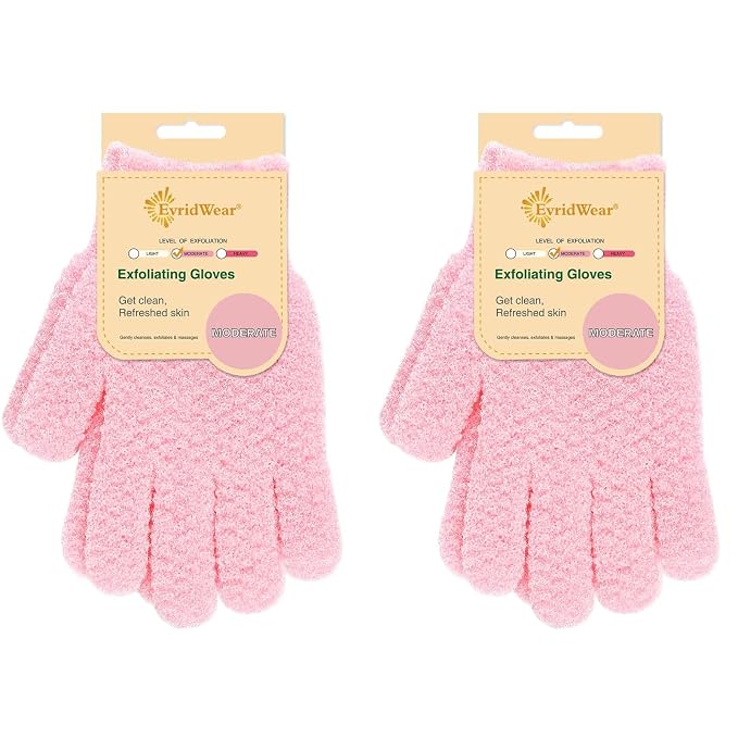 Evridwear Exfoliating Gloves for Shower, 100% Nylon Thick Soft Medium Heavy by Evridwear
