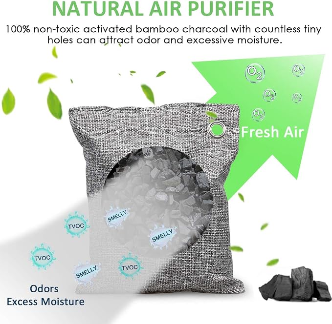 NIYIKOW Charcoal Bags Odor Absorber, Nature Fresh Bamboo Charcoal Air Purifying - Image 2
