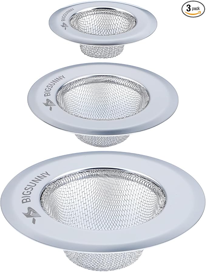 Mesh Sink Strainer Set of 3, MSY BIGSUNNY Stainless Steel Kitchen Sink Strainer by MSYBIGSUNNY
