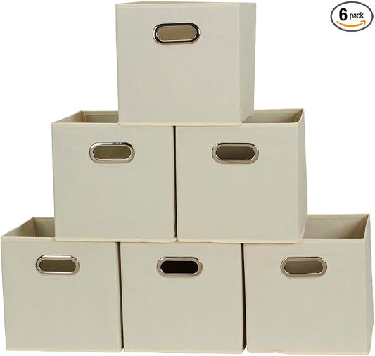 Household Essentials 82-1 Foldable Fabric Storage Bins | Set of 6 Cubby Cubes by HouseholdEssentials