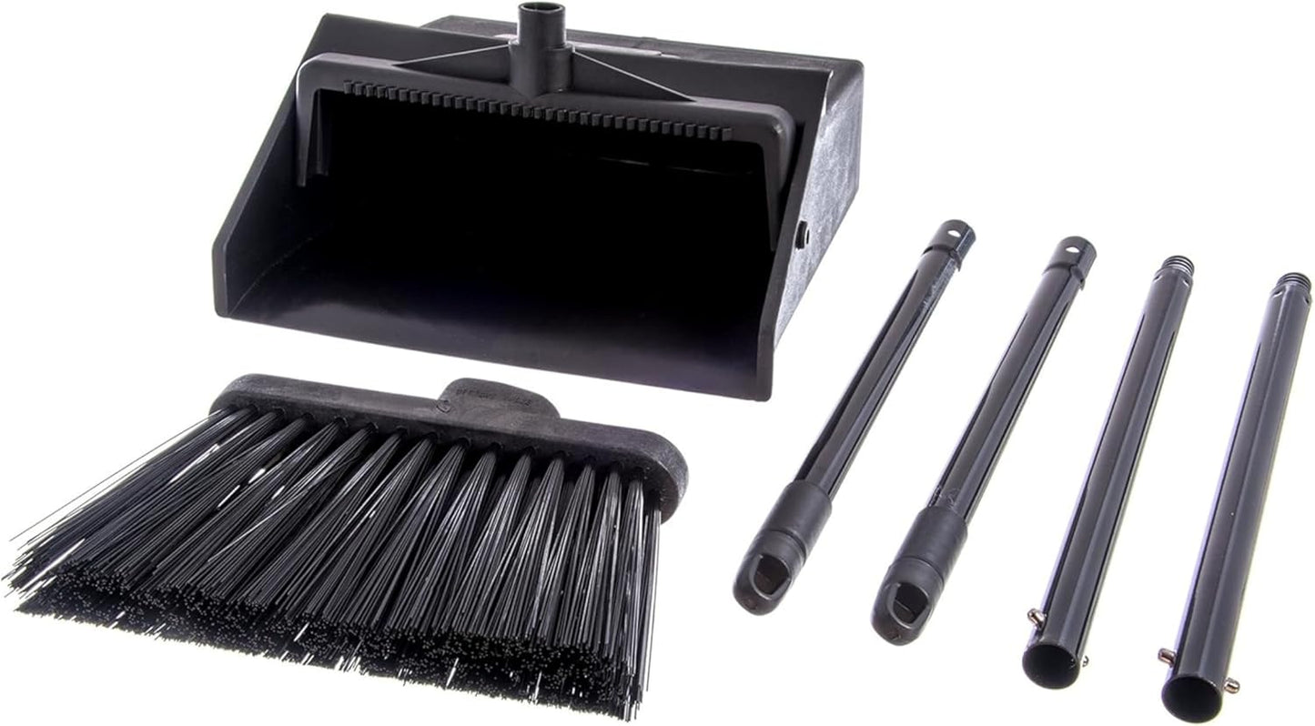 SPARTA Duo-Pan Upright Dust Pan and Broom Set, Essential Cleaning Tools for Home and Commercial Use, 36" Handle, 1 Count, Black