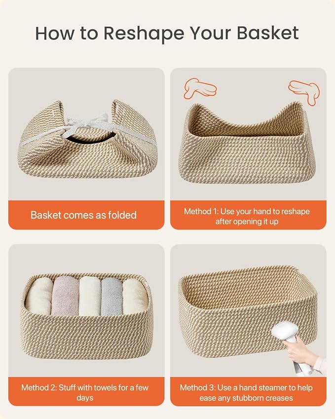 Small Woven Basket, 13.5 x 9.5 x 5 Inches, Storage Basket - Image 8