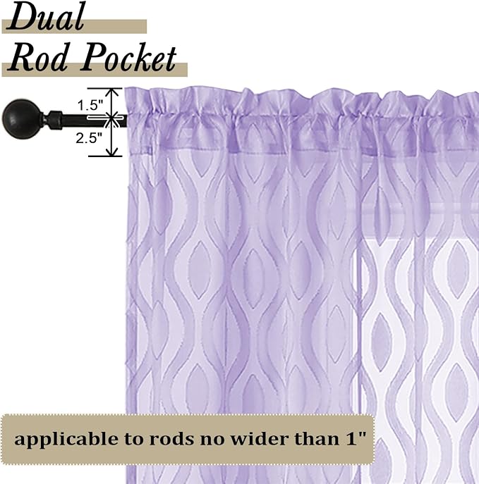 Aiyufeng Purple Sheer Curtains 84 Inch Length 2 Panels, Solid Lightweight Clip - Image 4
