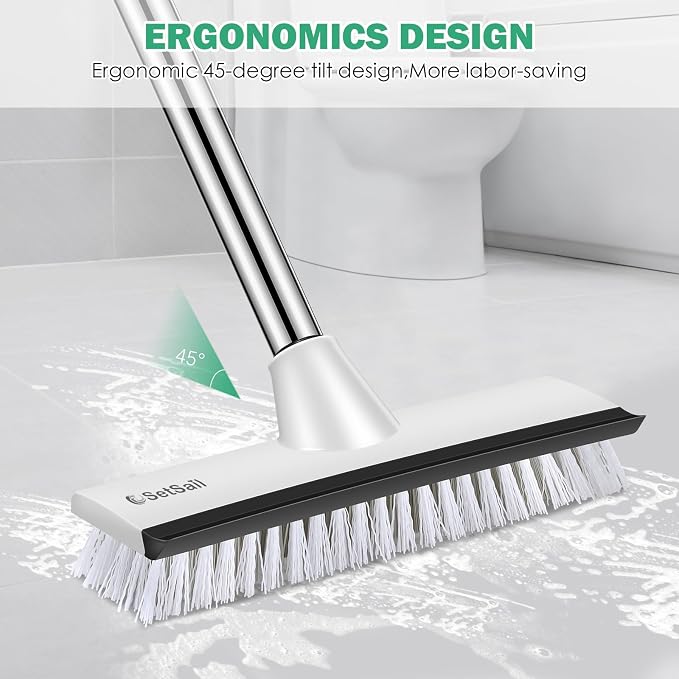 SetSail Floor Scrub Brush with 51-Inch Long Adjustable Handle 2 in 1 Scrape - Image 5