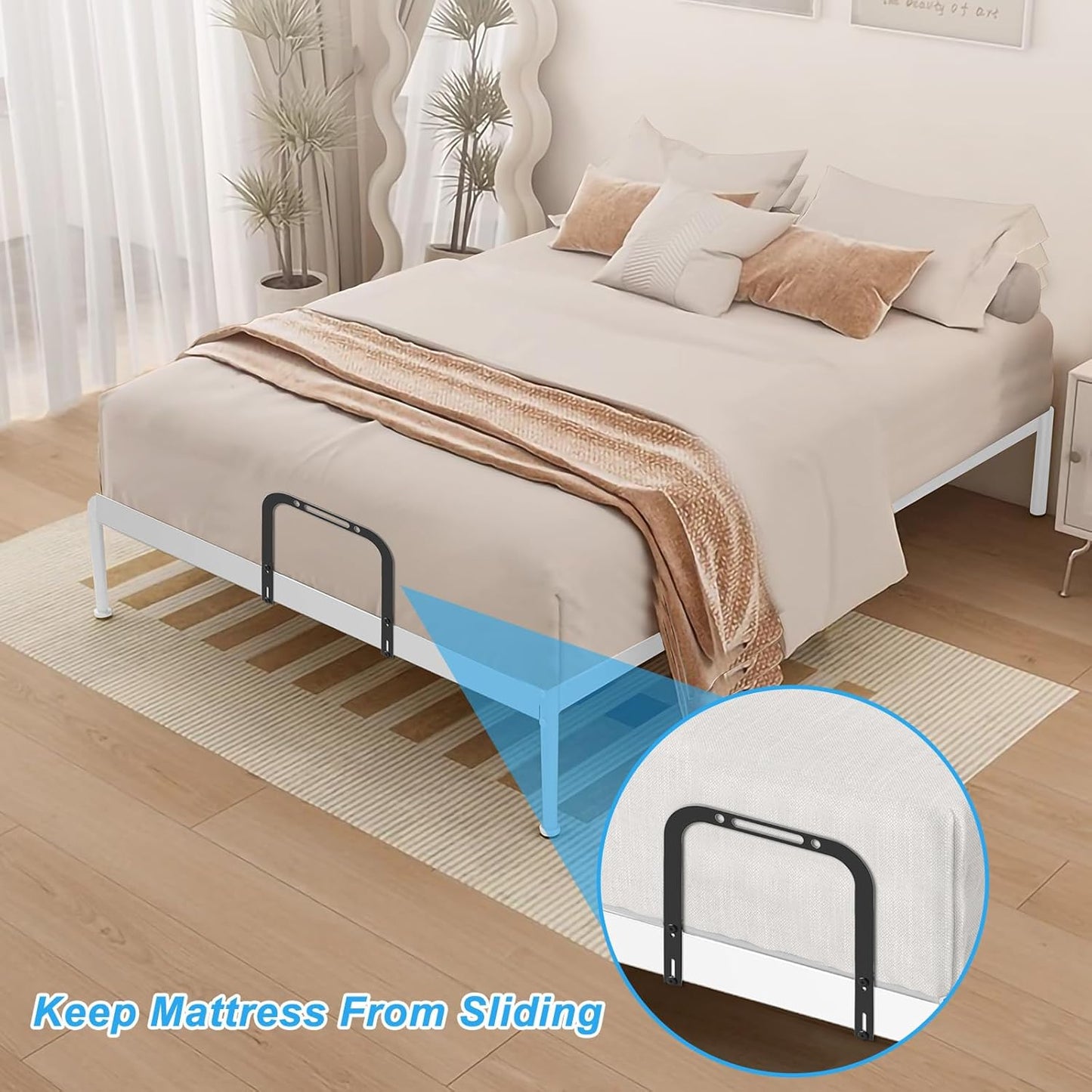 YUOROS Extra Tall Mattress Slide Stopper Holder Gripper Retainer Bar for Metal to Keep Mattress from Sliding