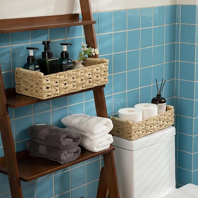 OIAHOMY Toilet Paper Baskets Handmade Paper Rope Decorative Wicker Storage Tank - Image 6