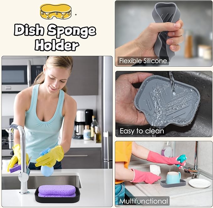 YASMEN 2 Pcs Silicone Soap Dish, Soap Holder - Image 4