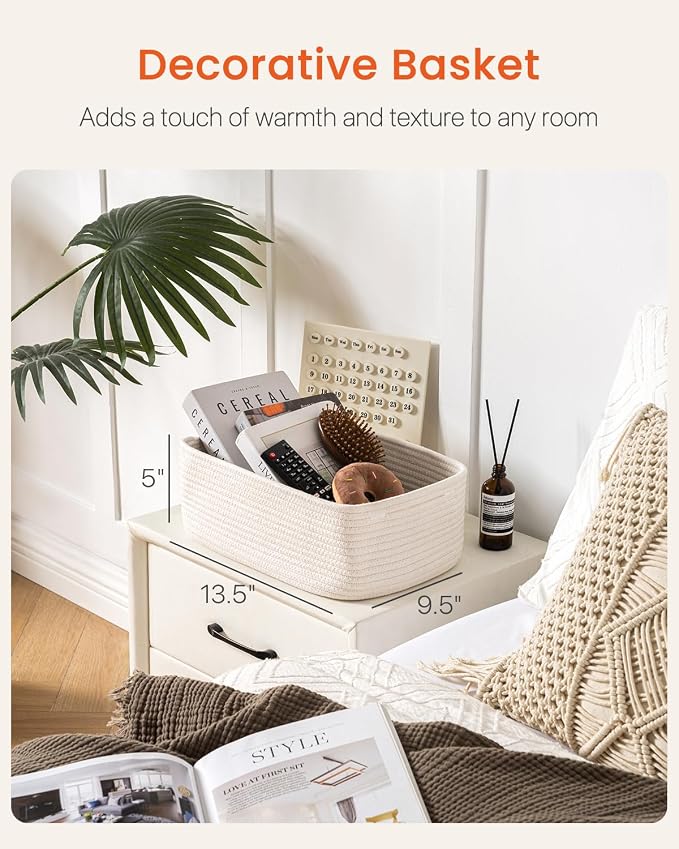 Small Woven Basket, 13.5 x 9.5 x 5 Inches, Storage Basket - Image 2