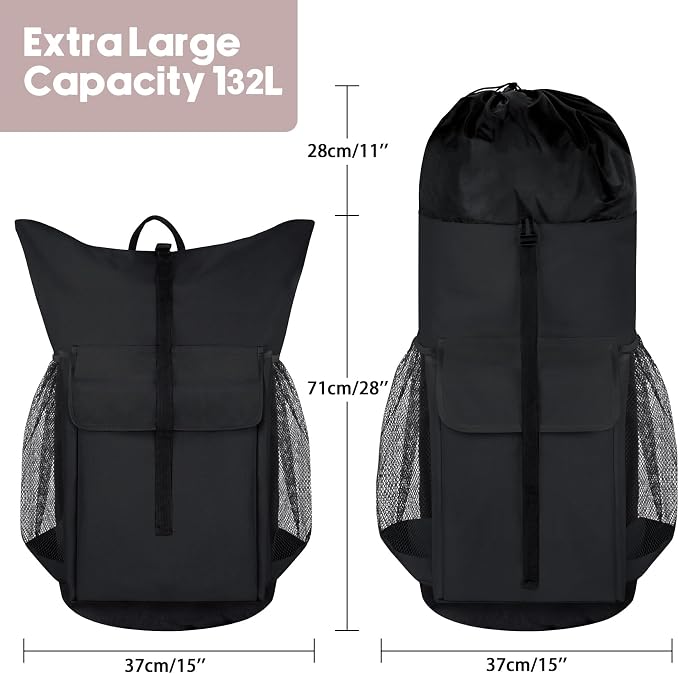Laundry Backpack Bag, 132L Extra Large Heavy Duty Laundry Backpack - Image 2