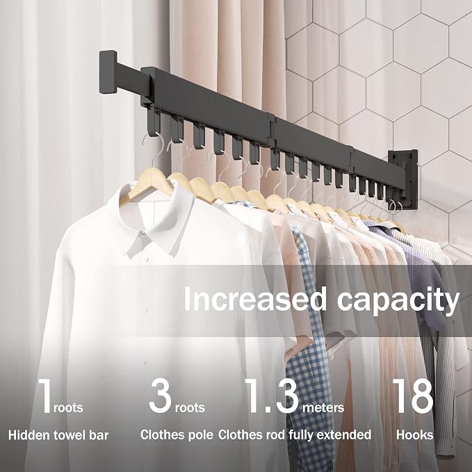 Clothes Drying Rack, Laundry Drying Rack, Clothes Rack Wall Mount, Wall Mounted - Image 3