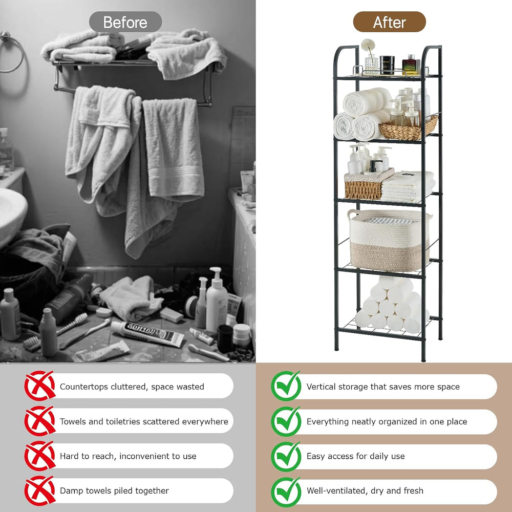 Towel Racks for Bathroom，5-Story Free Standing Towel Holder,Durable Metal Tow...