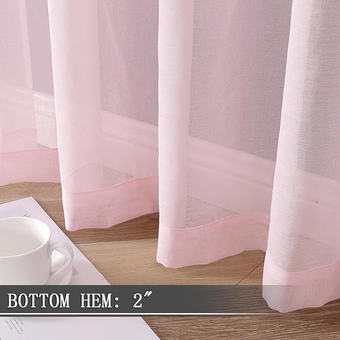 Tollpiz Short Sheer Curtain Living Room Linen Textured Curtains Sheer Light - Image 4