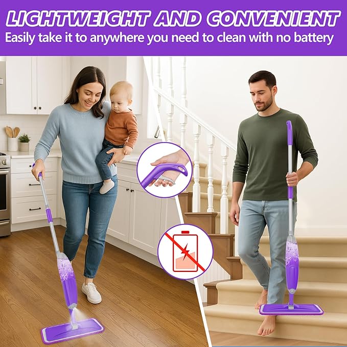 HOMTOYOU Spray Mops for Floor Cleaning: Wet Mop for Hardwood Tile Wood Laminate - Image 2