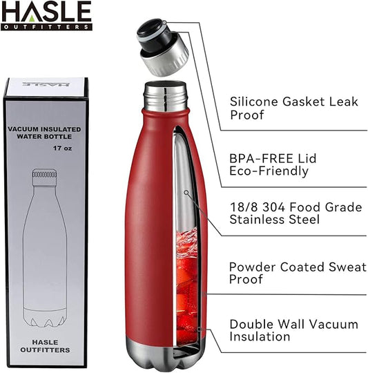 HASLE OUTFITTERS 17oz Stainless Steel Water Bottles, Vacuum Insulated Water - Image 2