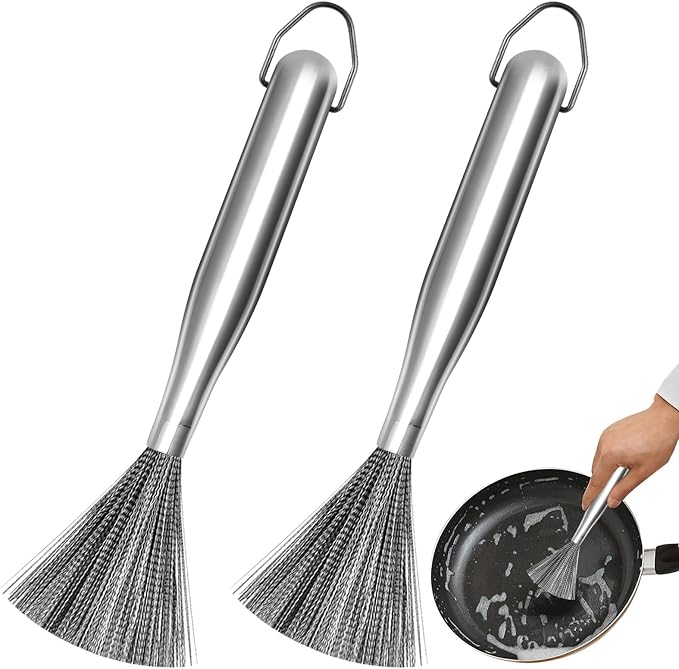 2Pcs 304 Stainless Steel Pot Brushes, Stainless Steel Scrubber Tools Metal by HINGTAI